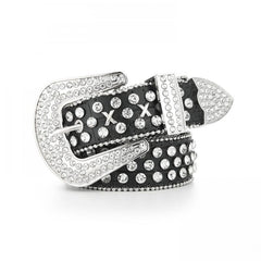 Rivet Rhinestone Belt Hip Hop Sparkling PU Leather Belt Classic Punk Cowboy Cowg