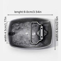 Rectangular Horn Bull Belt Buckle Engraved Vintage Cowboy Buckle