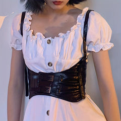 Y2K PU Leather Harness Belt Punk Waist Belt Corset for Women
