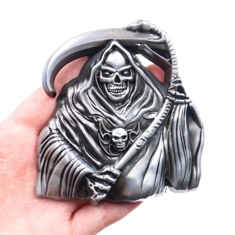 Grim Reaper Skull Belt Buckle Metal Western Cowboy Jeans Accessories