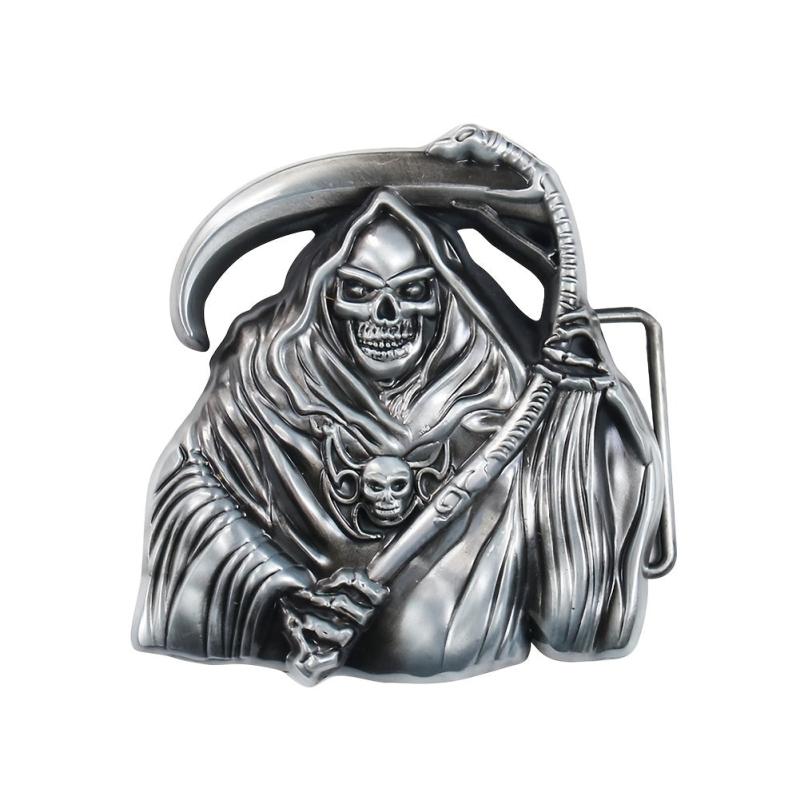 Grim Reaper Skull Belt Buckle Metal Western Cowboy Jeans Accessories