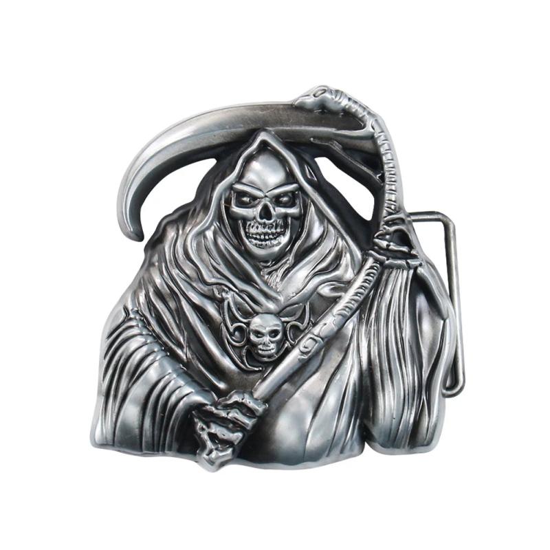 Grim Reaper Skull Belt Buckle Metal Western Cowboy Jeans Accessories