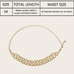 Golden Rhinestone Circle Decor Belt Double Circle Waist Chains