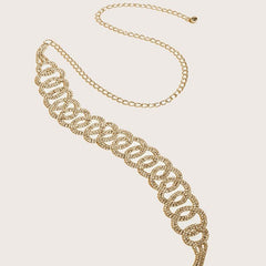 Golden Rhinestone Circle Decor Belt Double Circle Waist Chains