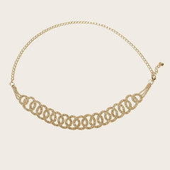 Golden Rhinestone Circle Decor Belt Double Circle Waist Chains