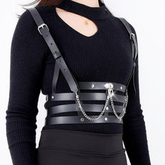 Women's PU Leather Harness Belt Gothic Body Chain Waist Belt