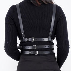 Women's PU Leather Harness Belt Gothic Body Chain Waist Belt