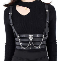 Women's PU Leather Harness Belt Gothic Body Chain Waist Belt
