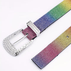 Colorful Rhinestone Belt PU Leather Y2K Hip Hop Jeans Pants Belt