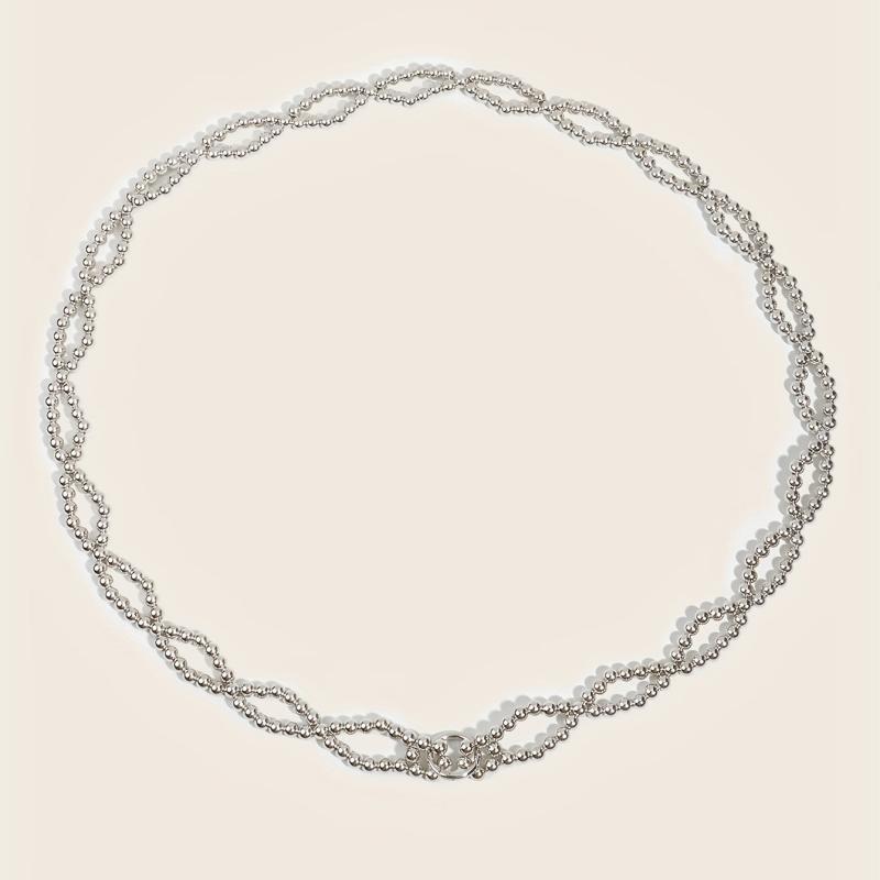 Silvery Beaded Waist Chain Classic Metal Belt Dress Girdle Body Jewelry Women