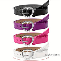 Heart Buckle Belt Hollow Out PU Waist Belts for Women