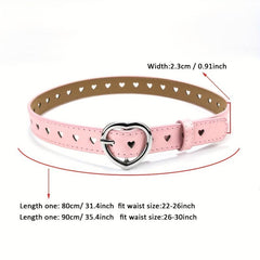 Heart Buckle Belt Hollow Out PU Waist Belts for Women