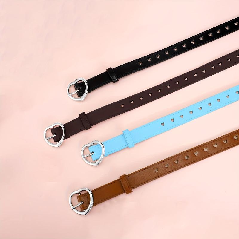 Heart Buckle Belt Hollow Out PU Waist Belts for Women