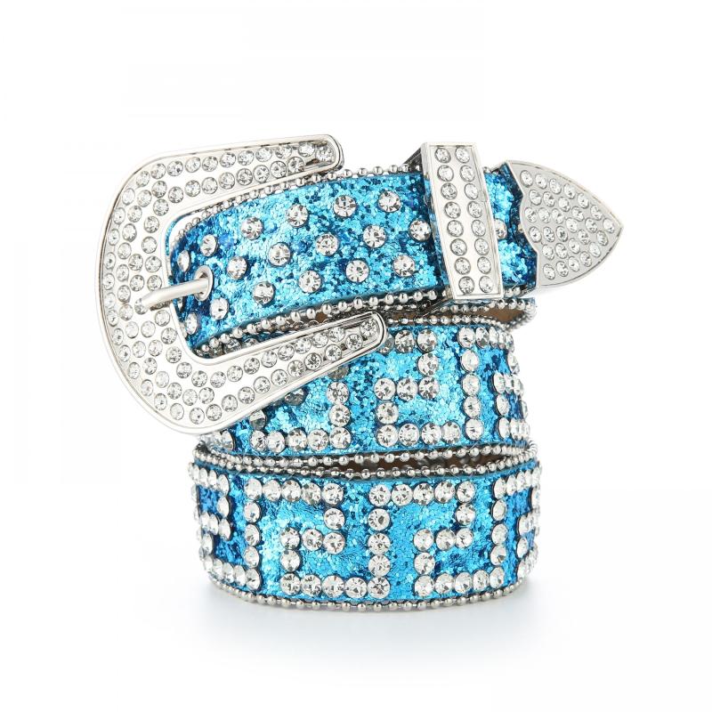 Geometric G Rhinestone PU Belt Hip Hop Jeans Pants Belts