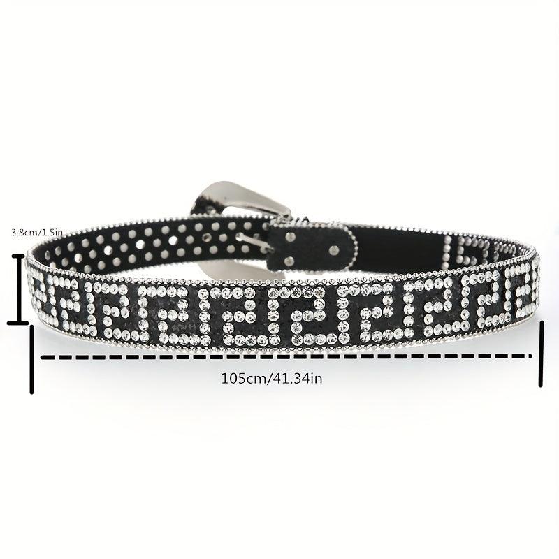 Geometric G Rhinestone PU Belt Hip Hop Jeans Pants Belts
