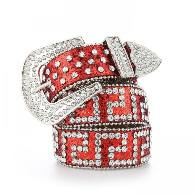 Geometric G Rhinestone PU Belt Hip Hop Jeans Pants Belts