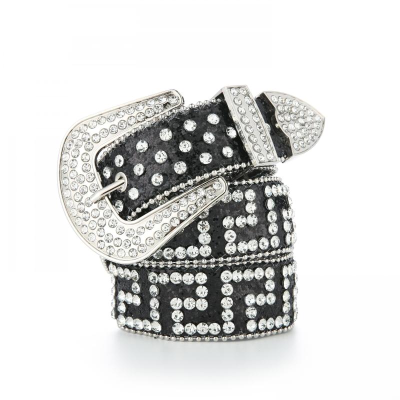 Geometric G Rhinestone PU Belt Hip Hop Jeans Pants Belts