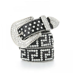 Geometric G Rhinestone PU Belt Hip Hop Jeans Pants Belts