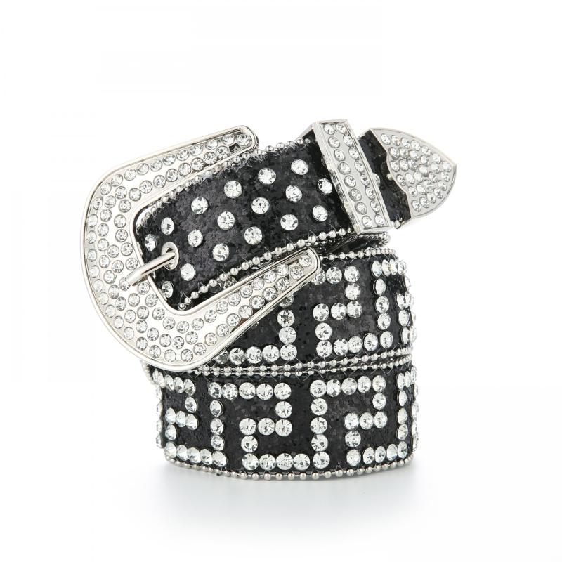 Geometric G Rhinestone PU Belt Hip Hop Jeans Pants Belts