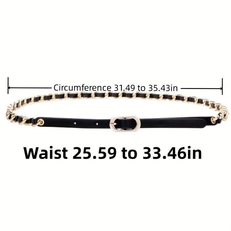 Braided Chain Belt Thin Oval Buckle Casual Belt Girdle Women Dress Belts