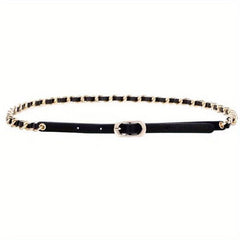 Braided Chain Belt Thin Oval Buckle Casual Belt Girdle Women Dress Belts