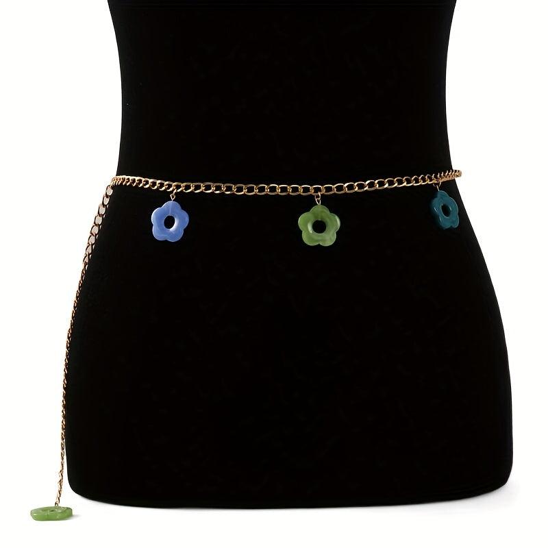 Flower Pendant Waist Chain Hollow Out Metal Belly Chain