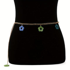 Flower Pendant Waist Chain Hollow Out Metal Belly Chain