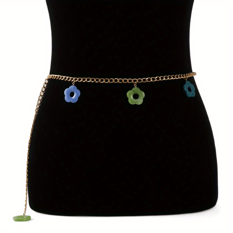 Flower Pendant Waist Chain Hollow Out Metal Belly Chain