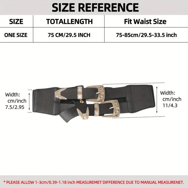 Double Layer Buckle Waistband Elastic Wide Belt Gothic Women Corset Dress Girdle