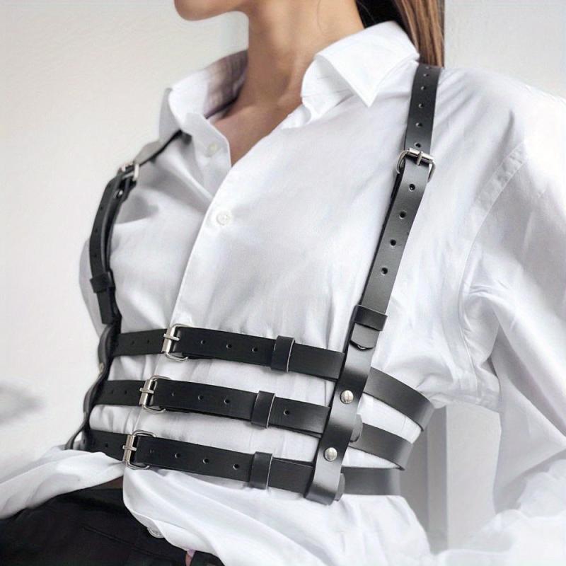 3 Layer Body Harness Belt Gothic PU Leather Rivet Corset Y2K Punk