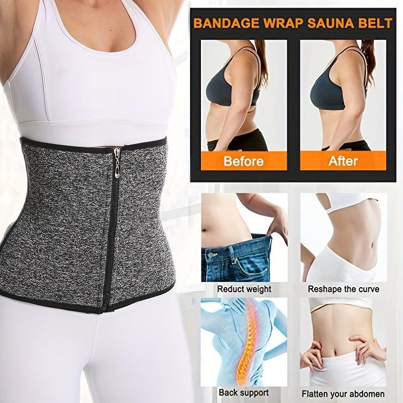 Gray Workout Waist Trainer Tummy Control Slimming Body Shaper Belt