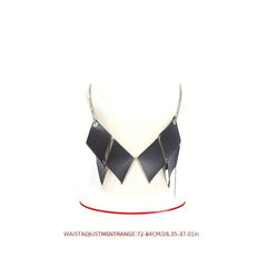 Stylish Rhombus Hollow Out Belt PU Leather Chain Suspenders