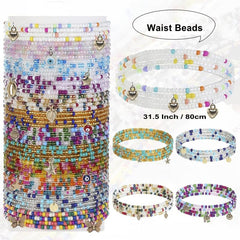 Colorful Beaded Body Chain Elastic String Waist Chain
