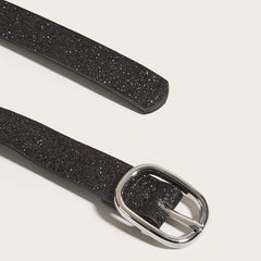 Glitter Thin Belt With Metal Buckle For Women