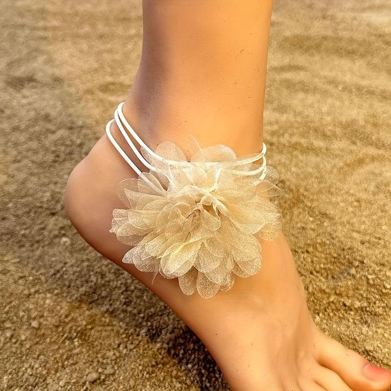Mesh Flower Sash Belt Lace Up Waist Belt for Women