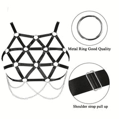 Geometric Hollow Out Harness Bra Gothic Chain Suspenders