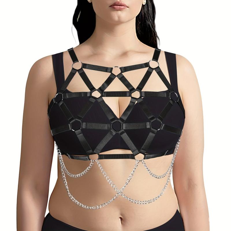 Geometric Hollow Out Harness Bra Gothic Chain Suspenders
