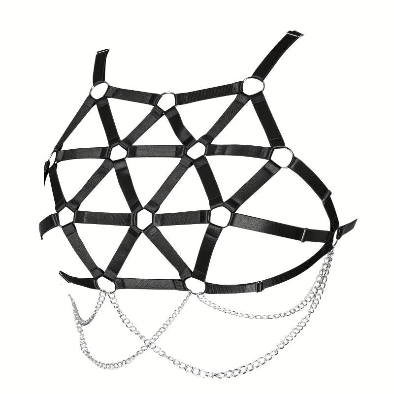 Geometric Hollow Out Harness Bra Gothic Chain Suspenders
