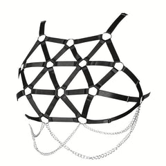 Geometric Hollow Out Harness Bra Gothic Chain Suspenders