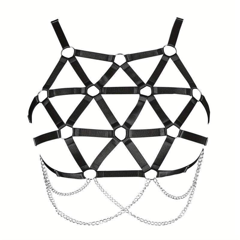Geometric Hollow Out Harness Bra Gothic Chain Suspenders