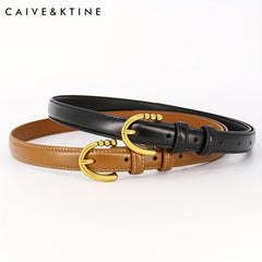 Thin Leather Belt Oval Pin Buckle Solid Jeans Pants Coat Girdle Women