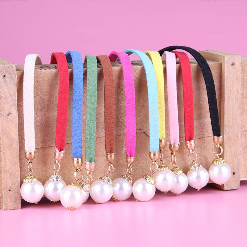 Faux Pearl Decor Thin Belt Lace Up Candy Sash Belt Pendant Waistband
