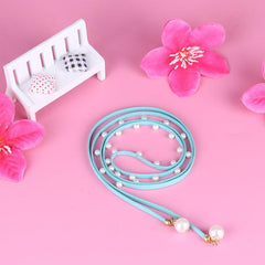 Faux Pearl Decor Thin Belt Lace Up Candy Sash Belt Pendant Waistband