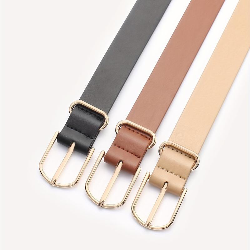 Geometric Buckle Belt Set Solid PU Leather Waist Belt For Women