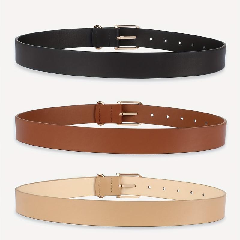 Geometric Buckle Belt Set Solid PU Leather Waist Belt For Women