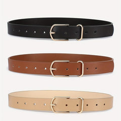 Geometric Buckle Belt Set Solid PU Leather Waist Belt For Women