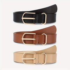 Geometric Buckle Belt Set Solid PU Leather Waist Belt For Women