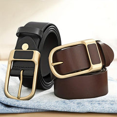 Men's Leather Belt with Pin Buckle