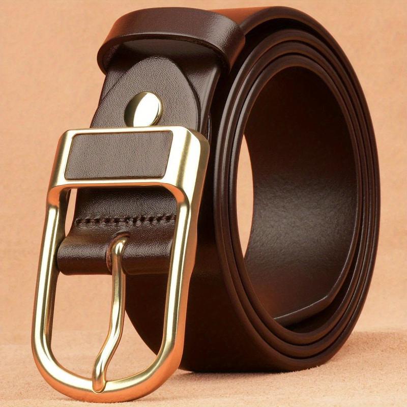 Men's Leather Belt with Pin Buckle