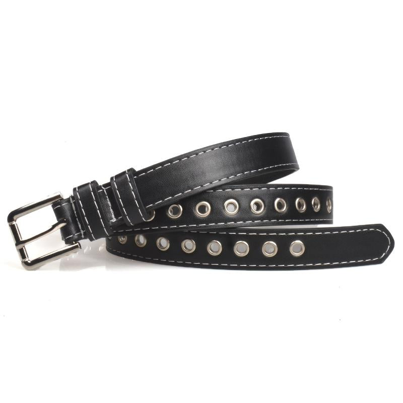Women's Thin No Hole Eyelet Belt For Jeans Pants Dress